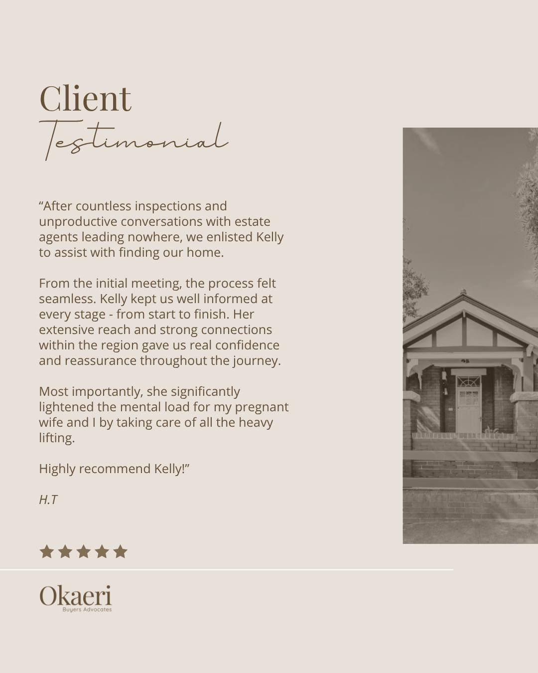 CLIENT TESTIMONIAL 🌟

Grateful our clients entrusted us to transform their experience and just in time for bubs arrival! ❤️ 🗝️

#buyersagent #sydneybuyersagent #buyersadvocate #sydneyproperty #clienttestimonial #testimonial #clientexperience #propertyjourney #welcomehome #okaeri #okaerisecured